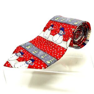 Snowman Palatina Italian Design USA 100% Silk Christmas Holiday Winter Tie 60"